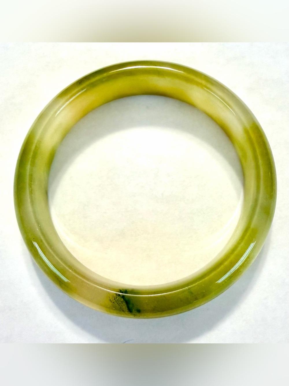 Grade A_Green Golden Silk Jade Bangle Bracelet, sz 63.8 mm